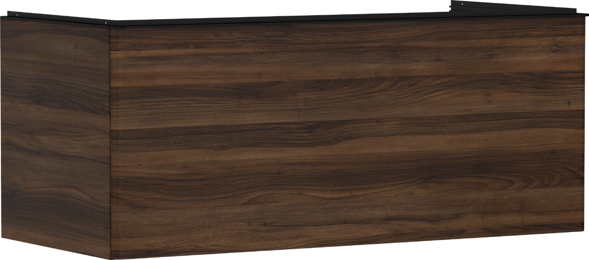 Mueble de baño nogal oscuro 1180/550 con 1 cajón para consolas con lavabo sobre encimera