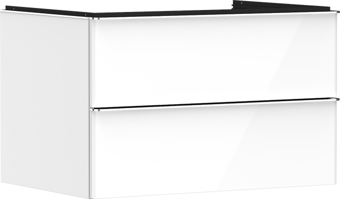 Waschtischunterschrank Weiß Hochglanz 780/550 mit 2 Schubkästen für Konsolen mit Aufsatzwaschtisch