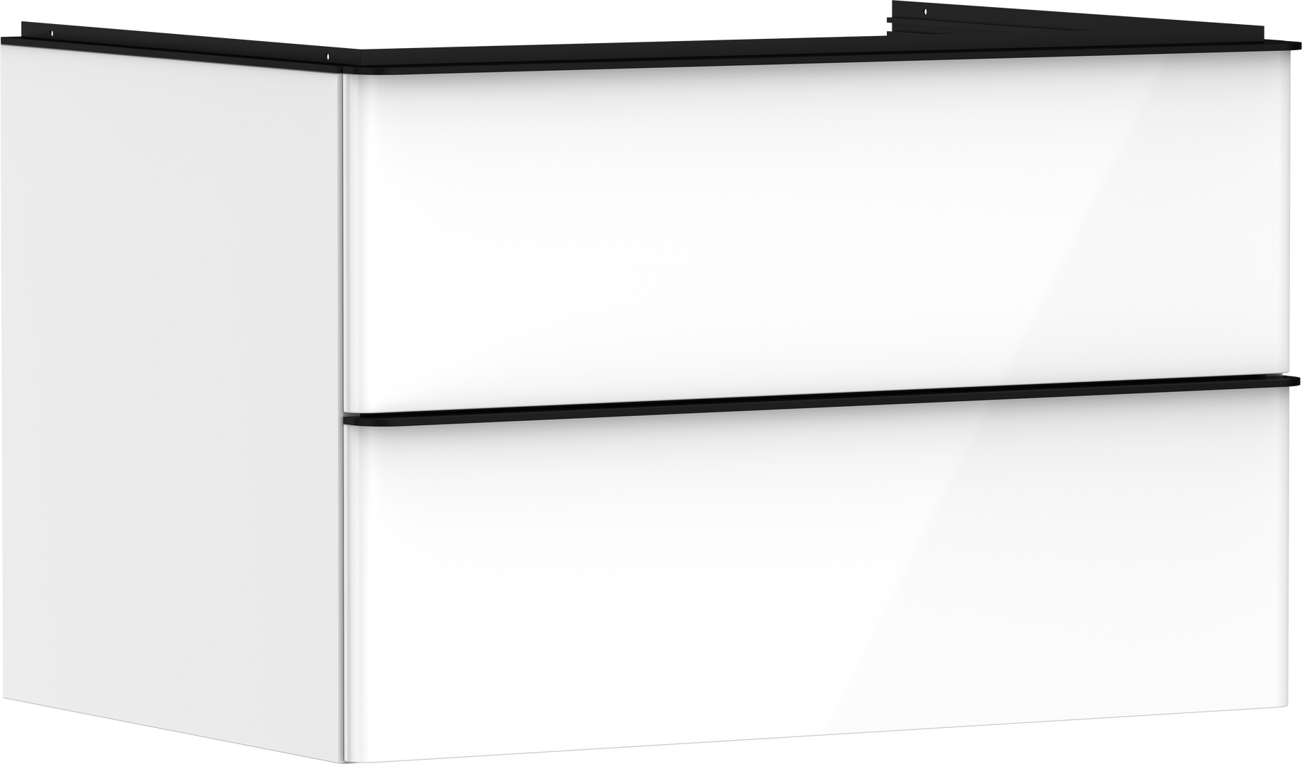 Waschtischunterschrank Weiß Hochglanz 780/550 mit 2 Schubkästen für Konsole mit Ausschnitt mittig