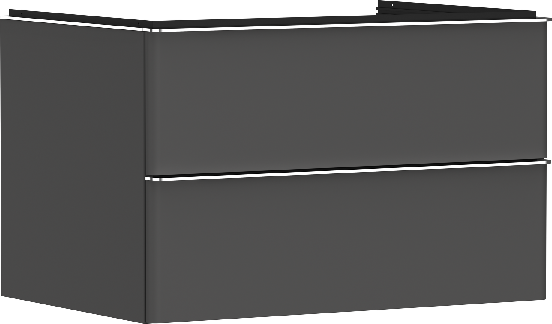 Onderkast Diamond Matt Grey 780/550 met 2 laden voor consoles met uitsparing in het midden