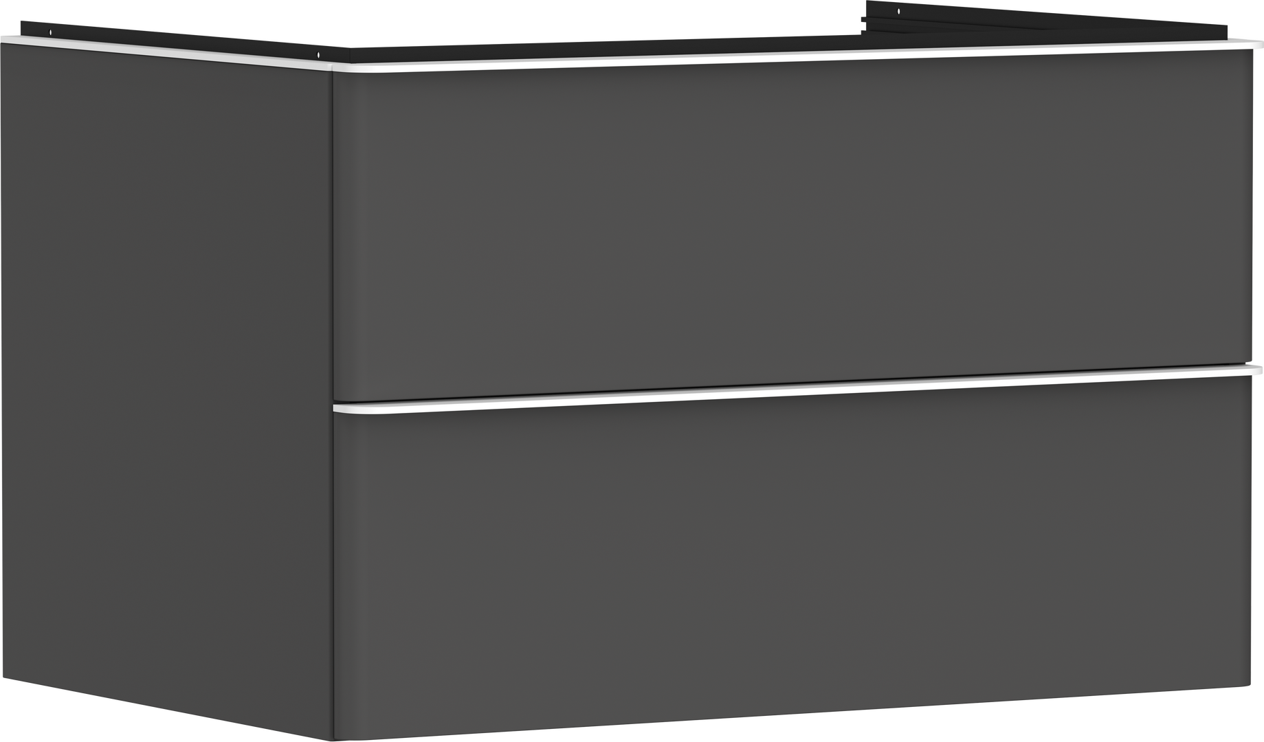 Waschtischunterschrank Diamantgrau Matt 780/550 mit 2 Schubkästen für Konsole mit Ausschnitt mittig