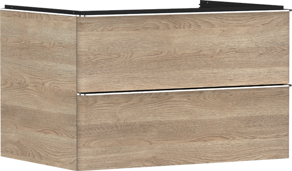 Meuble bas 780/550 pour vasque Xuniva avec 2 tiroirs, caisson Chêne clair naturel