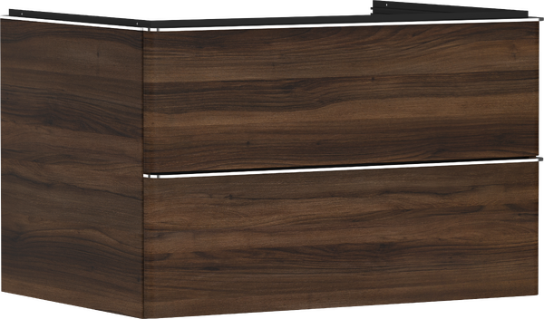 Meuble bas 780/550 pour vasque Xuniva avec 2 tiroirs, caisson Noyer foncé