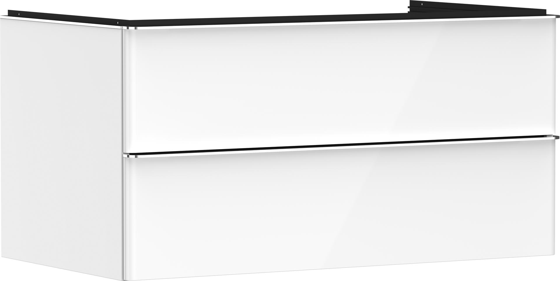 Vanity unit High Gloss White 980/550 with 2 drawers for console with cutout middle