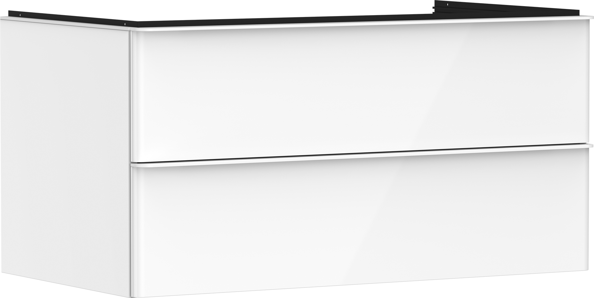 Vanity unit High Gloss White 980/550 with 2 drawers for console with cutout middle