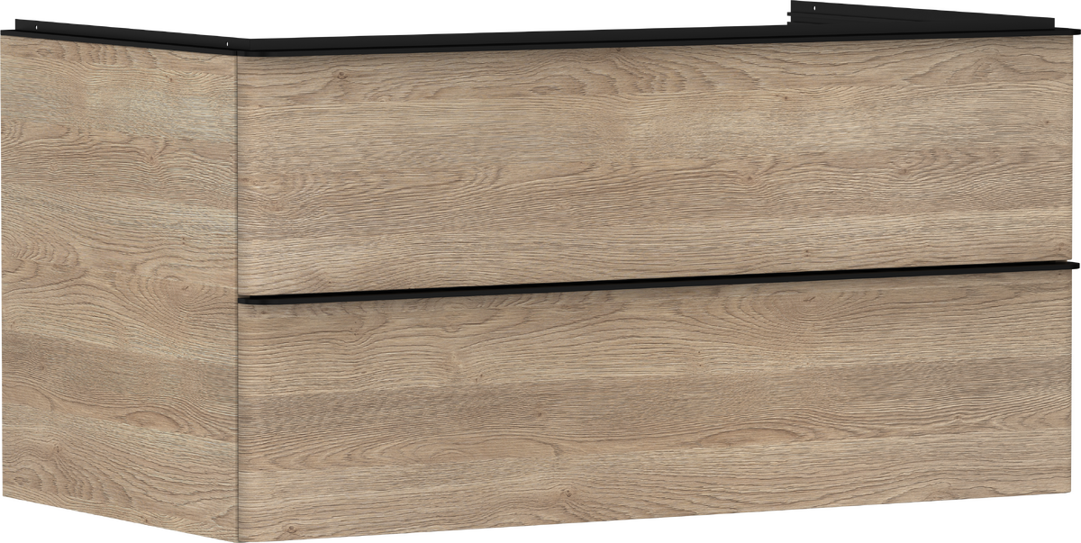 Waschtischunterschrank Eiche Natur 980/550 mit 2 Schubkästen für Konsole mit Ausschnitt mittig