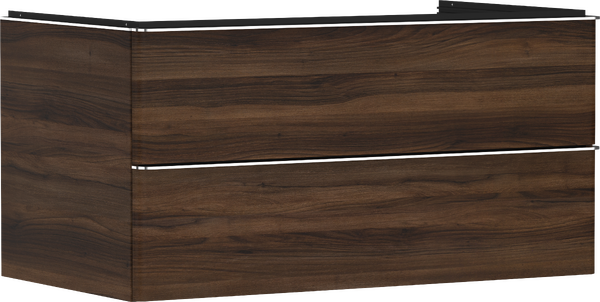 Meuble bas 980/550 pour vasque Xuniva avec 2 tiroirs, caisson Noyer foncé