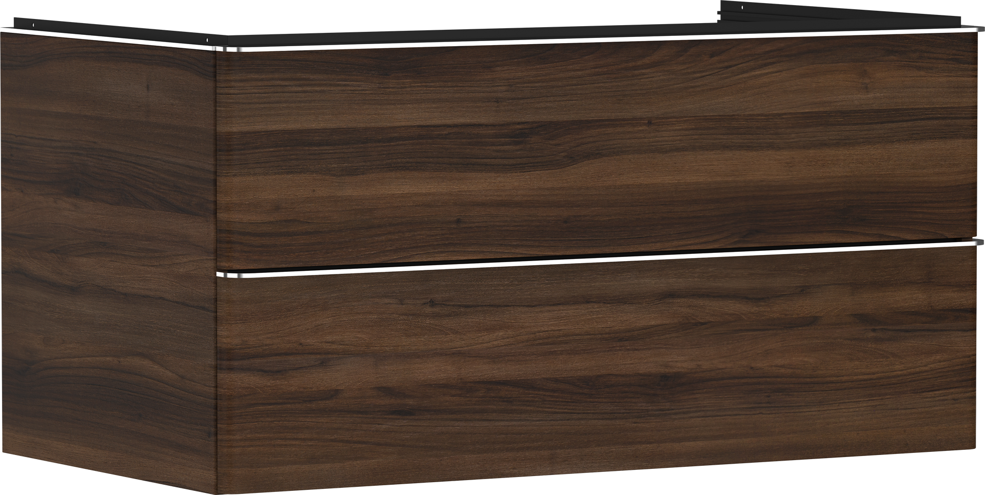 Base sottolavabo con 2 cassetti Noce Scuro 980/550 per top con foro centrale