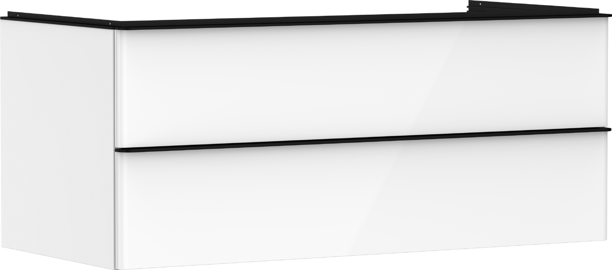 Mueble de baño blanco de alto brillo 1180/550 con 2 cajones para consolas con bol