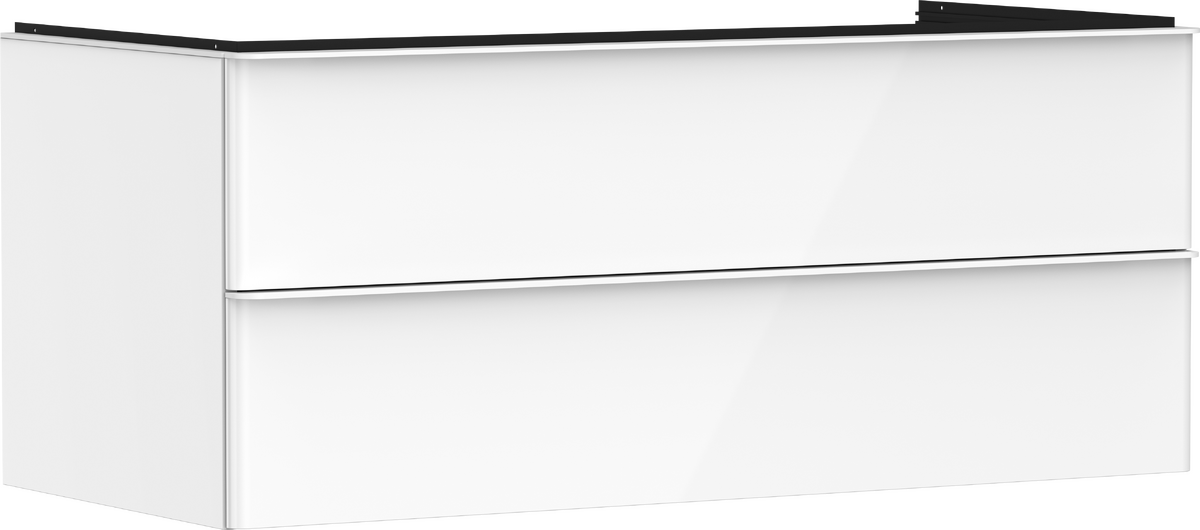 Waschtischunterschrank Weiß Hochglanz 1180/550 mit 2 Schubkästen für Konsolen mit Aufsatzwaschtisch