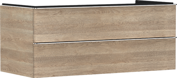 Meuble bas 1180/550 pour vasque Xuniva avec 2 tiroirs, caisson Chêne clair naturel