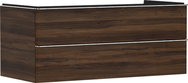 Meuble bas 1180/550 pour vasque Xuniva avec 2 tiroirs, caisson Noyer foncé