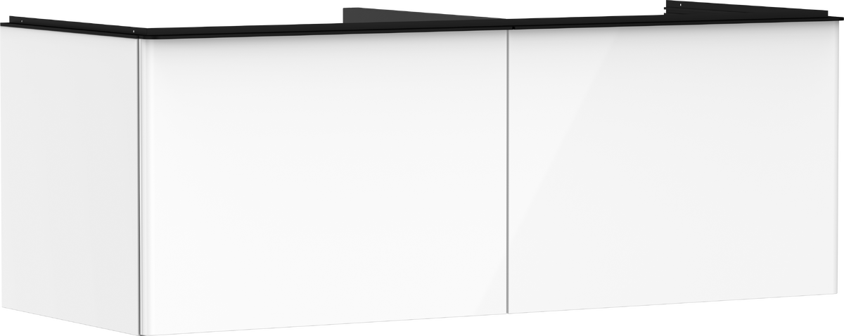 Vanity unit High Gloss White 1360/550 with 2 drawers for console with cutout middle