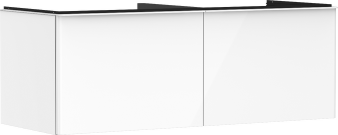 Vaskeskab hvid højglans 1360/550 med 2 skuffer til bordplade og bordmonteret vask med slebet underside