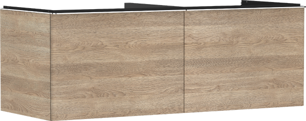 Meuble bas 1360/550 pour lavabo à poser Xelu Q avec 2 tiroirs, caisson Chêne clair naturel