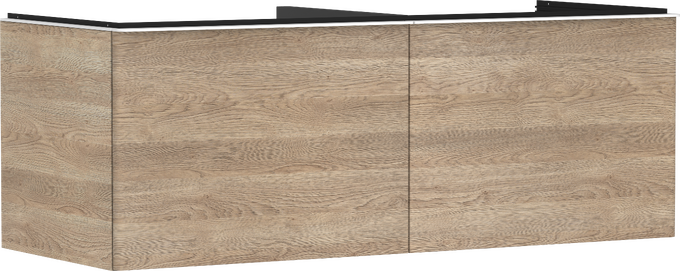 Wastafelonderkast Natural Oak 1360/550 met 2 laden voor consoles met wastafel