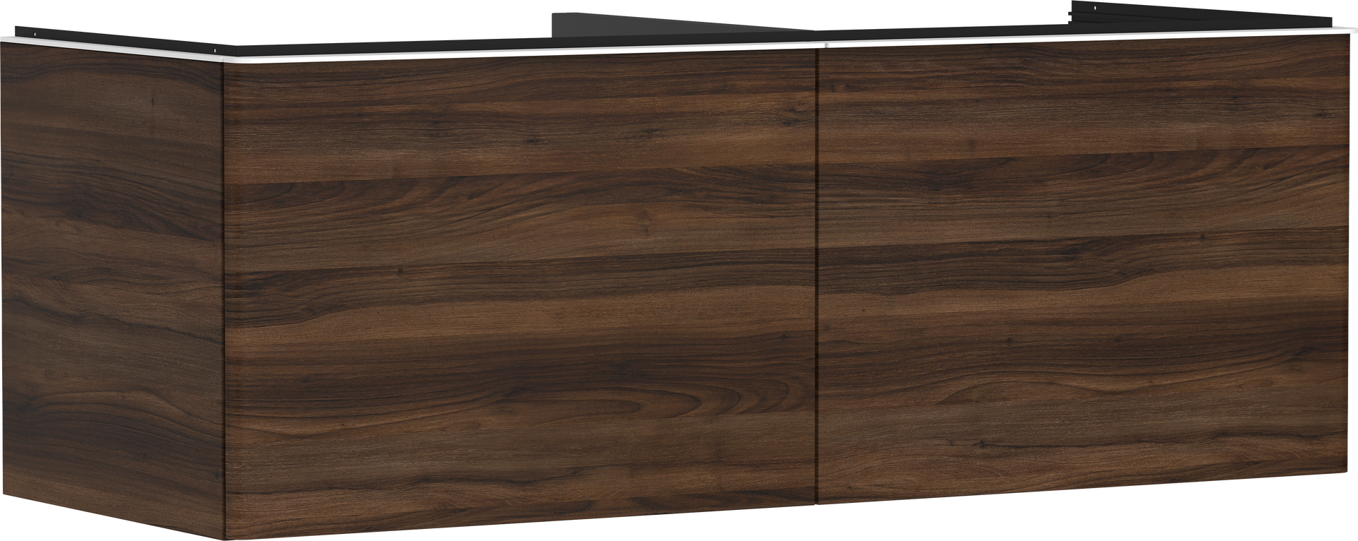 Mueble de baño nogal oscuro 1360/550 con 2 cajones para consolas con recorte en el centro