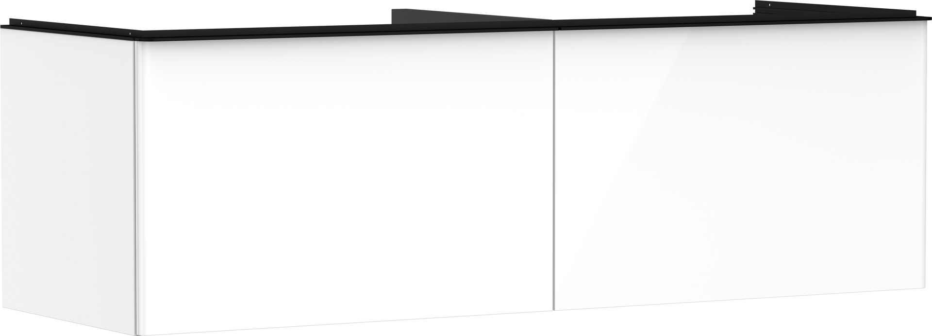 Servantskap hvit høyglans 1560/550 med 2 skuffer for bordplate med utskjæring i midten