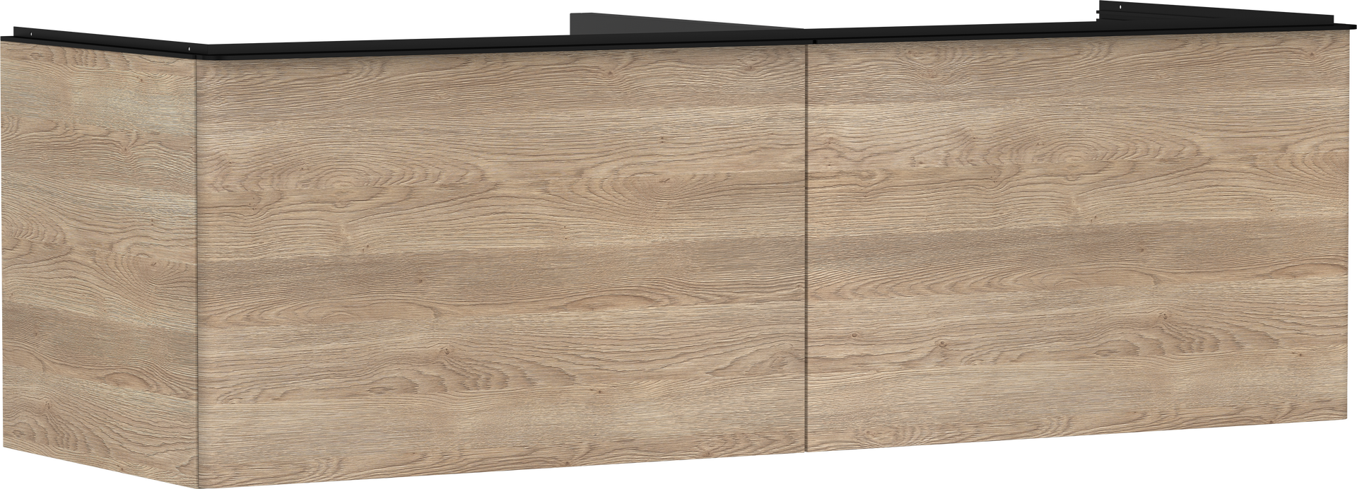 badmeubel Diamond Natural Oak 1560/550 met 2 lades voor consoles met inbouwwastafel geslepen