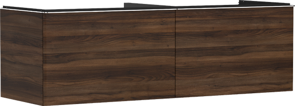 Meuble bas 1560/550 pour lavabo à poser Xelu Q avec 2 tiroirs, caisson Noyer foncé