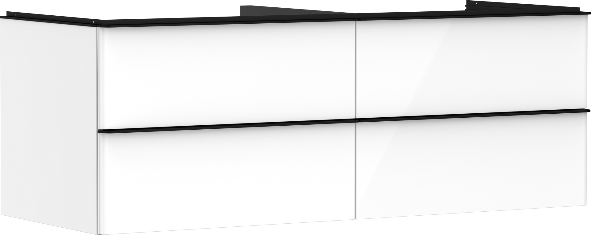 badmeubel High Gloss White 1360/550 met 4 lades voor consoles met waskom