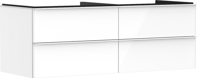 Vaskeskab hvid højglans 1360/550 med 4 skuffer til bordplade og bowlevask