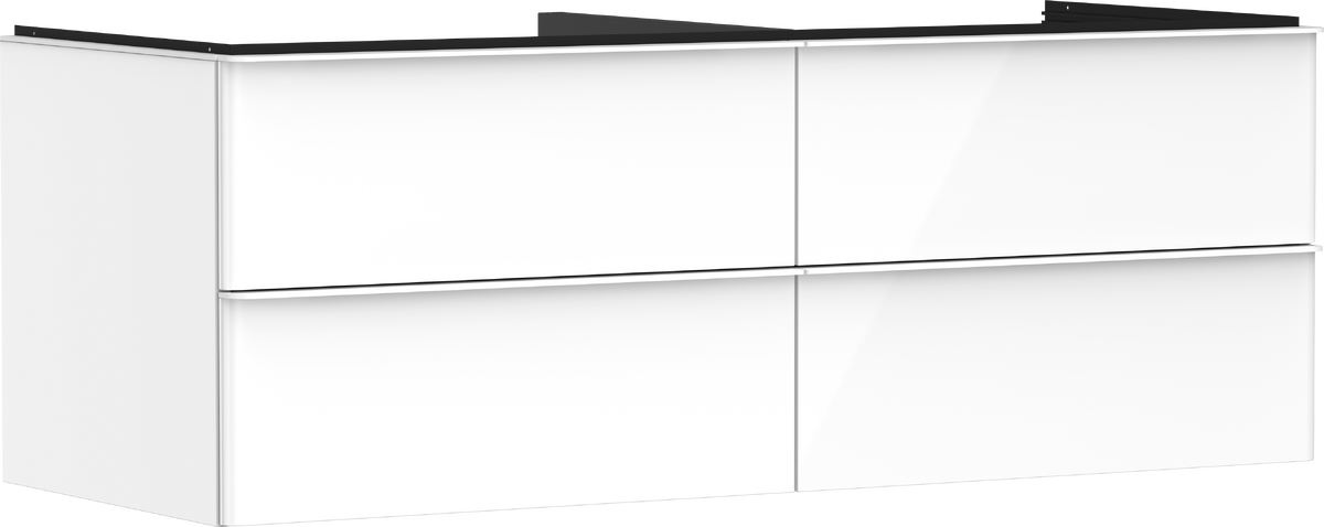 Vanity unit High Gloss White 1360/550 with 4 drawers for console with cutout middle