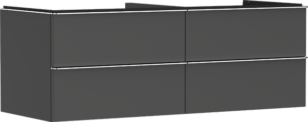 Meuble bas 1360/550 pour vasques Xuniva avec 4 tiroirs, caisson Gris mat
