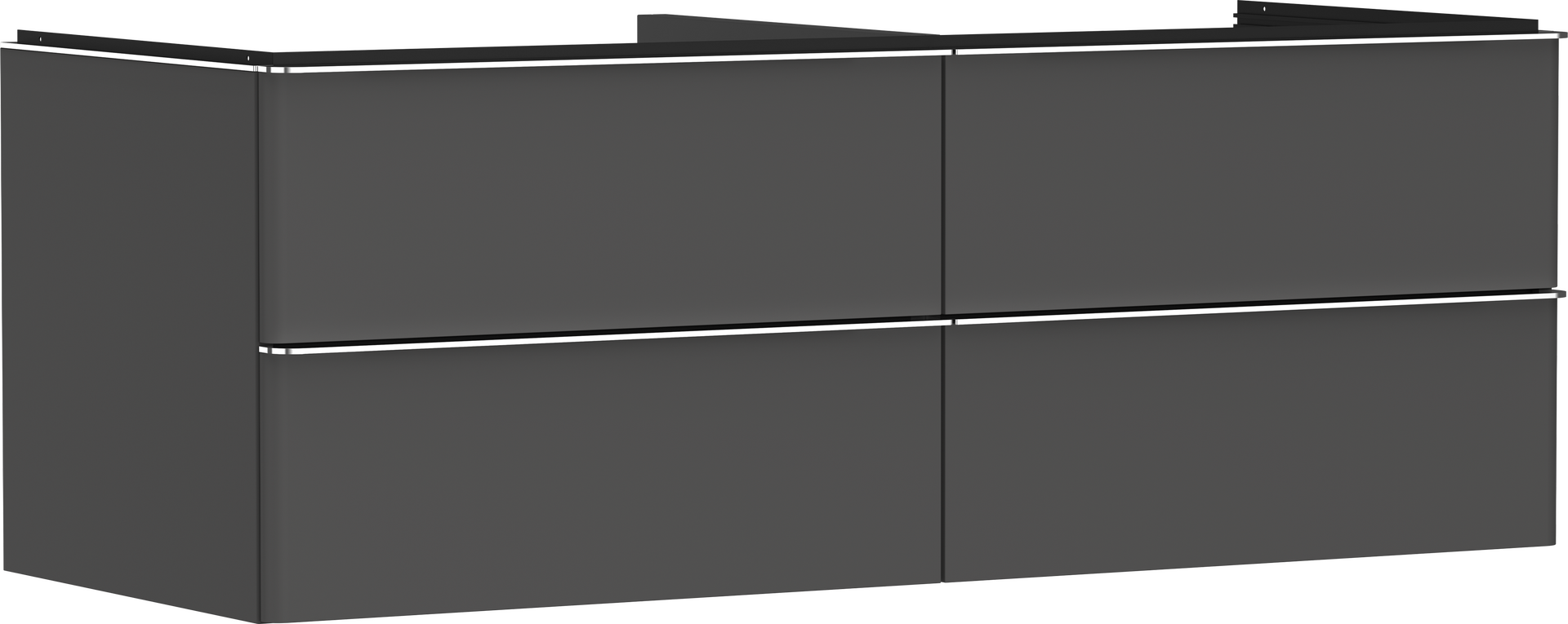 Base sottolavabo con 4 cassetti Grigio Opaco 1360/550 per top con foro centrale