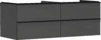 Onderkast Diamond Matt Grey 1360/550 met 4 laden voor consoles met uitsparing in het midden