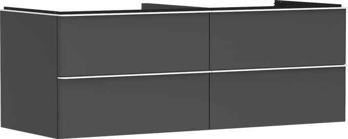 Onderkast Diamond Matt Grey 1360/550 met 4 laden voor consoles met wastafel.