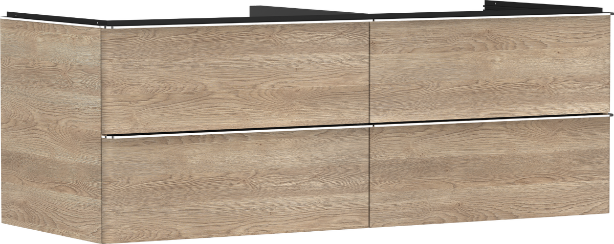 hansgrohe Furniture: Xelu Q, Vanity unit Natural Oak 1360/550 with 4  drawers for consoles with bowl, Item No. 54088000