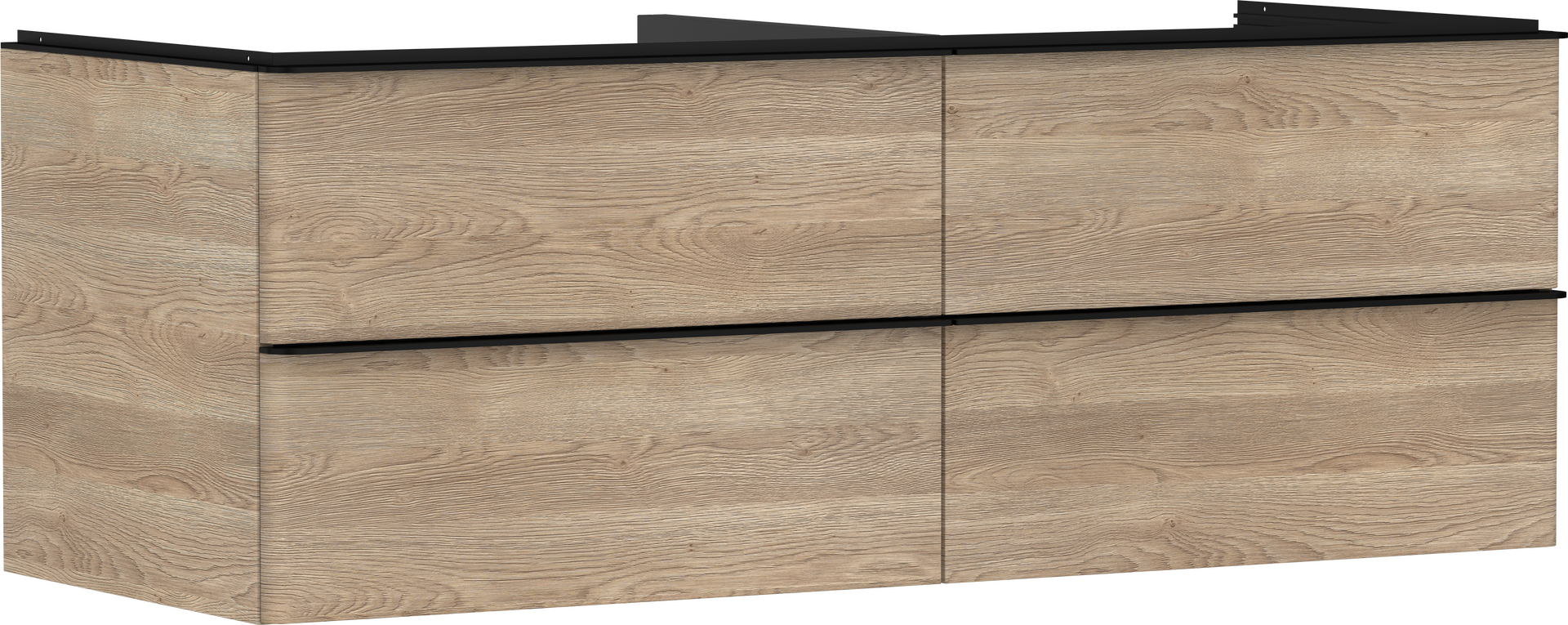 Skrinka pod umývadlo prírodný dub 1360/550 s 4 zásuvkami pre dosku s výrezom uprostred