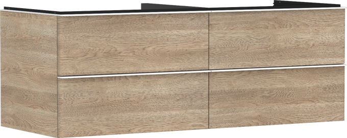 badmeubel Natural Oak 1360/550 met 4 lades voor consoles met waskom