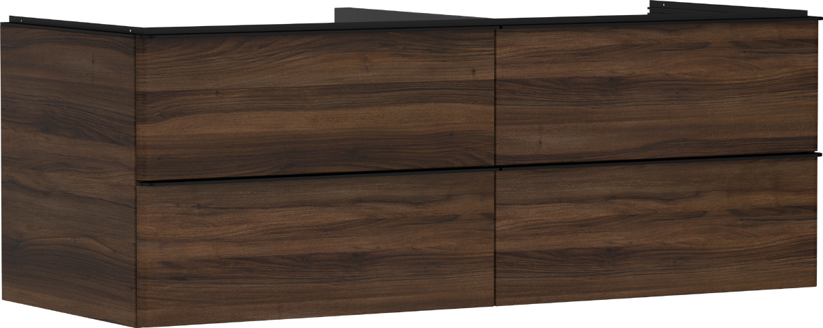 Mueble de baño nogal oscuro 1360/550 con 4 cajones para consolas con bol