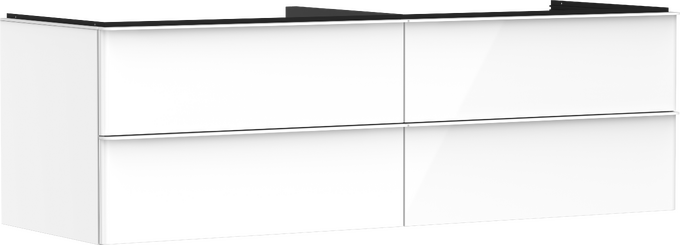 Vaskeskab hvid højglans 1560/550 med 4 skuffer til bordplade og bowlevask