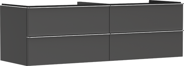 Meuble bas 1560/550 pour vasques Xuniva avec 4 tiroirs, caisson Gris mat
