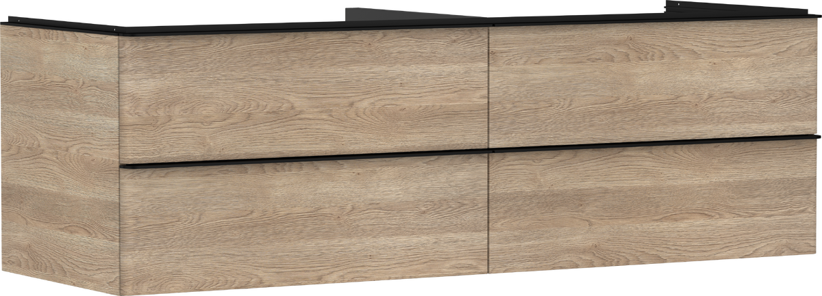 Mueble de baño roble natural 1560/550 con 4 cajones para consolas con bol
