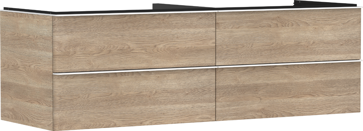 Waschtischunterschrank Eiche Natur 1560/550 mit 4 Schubkästen für Konsole mit Ausschnitt mittig