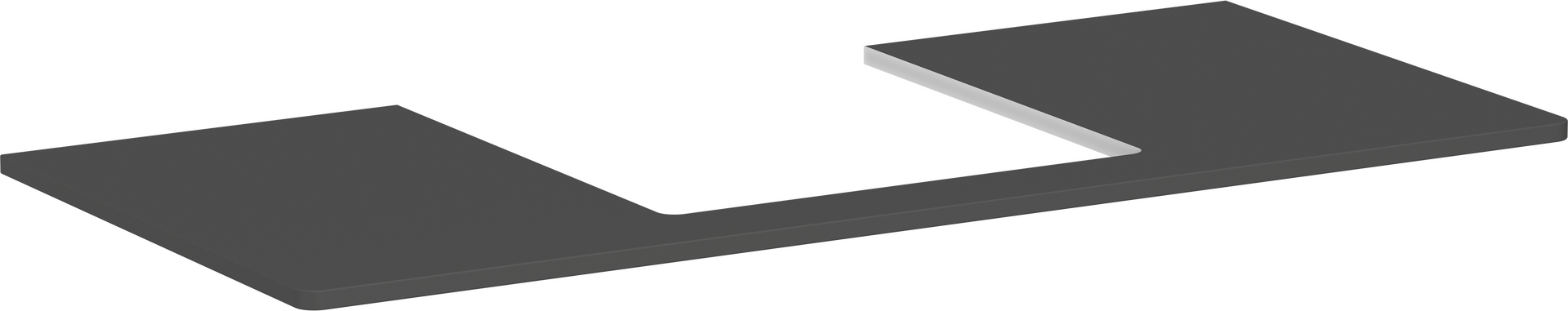 Bordplade 1180/550 med udskæring i midten til bordmonteret vask med slebet underside 500/480