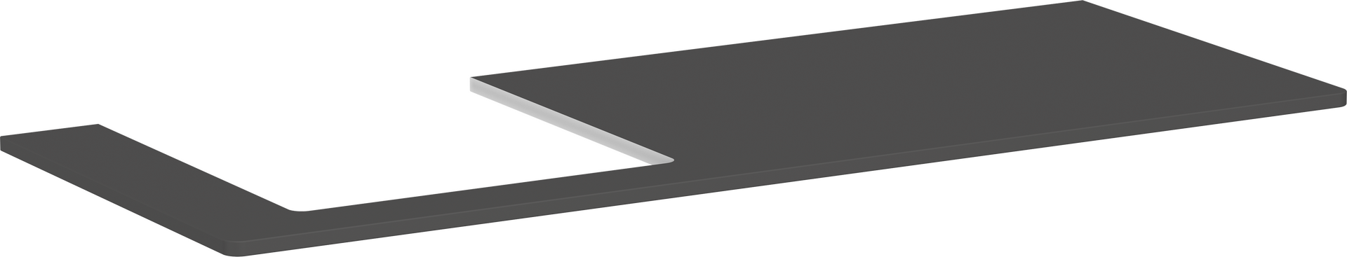 Bordplade 1360/550 med udskæring til venstre til bordmonteret vask med slebet underside 500/480
