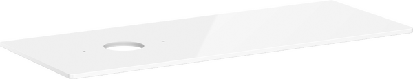 Konsole 1360/550 mit Ausschnitt links für Aufsatzwaschtisch ohne Hahnloch Weiß Hochglanz