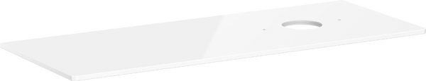 Konsole 1360/550 mit Ausschnitt rechts für Aufsatzwaschtisch ohne Hahnloch Weiß Hochglanz