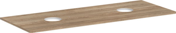 Konsole 1360/550 mit 2 Ausschnitten für Aufsatzwaschtisch ohne Hahnloch Eiche Natur