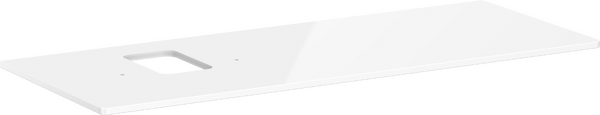 Konsole 1360/550 mit Ausschnitt links für Aufsatzwaschtisch mit Hahnloch Weiß Hochglanz
