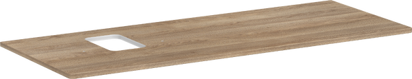 Konsole 1360/550 mit Ausschnitt links für Aufsatzwaschtisch mit Hahnloch Eiche Natur