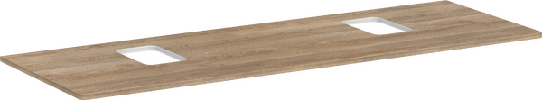 Konsole 1560/550 mit 2 Ausschnitten für Aufsatzwaschtisch mit Hahnloch Eiche Natur