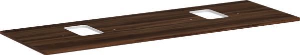 Konsole 1560/550 mit 2 Ausschnitten für Aufsatzwaschtisch mit Hahnloch Nussbaum Dunkel