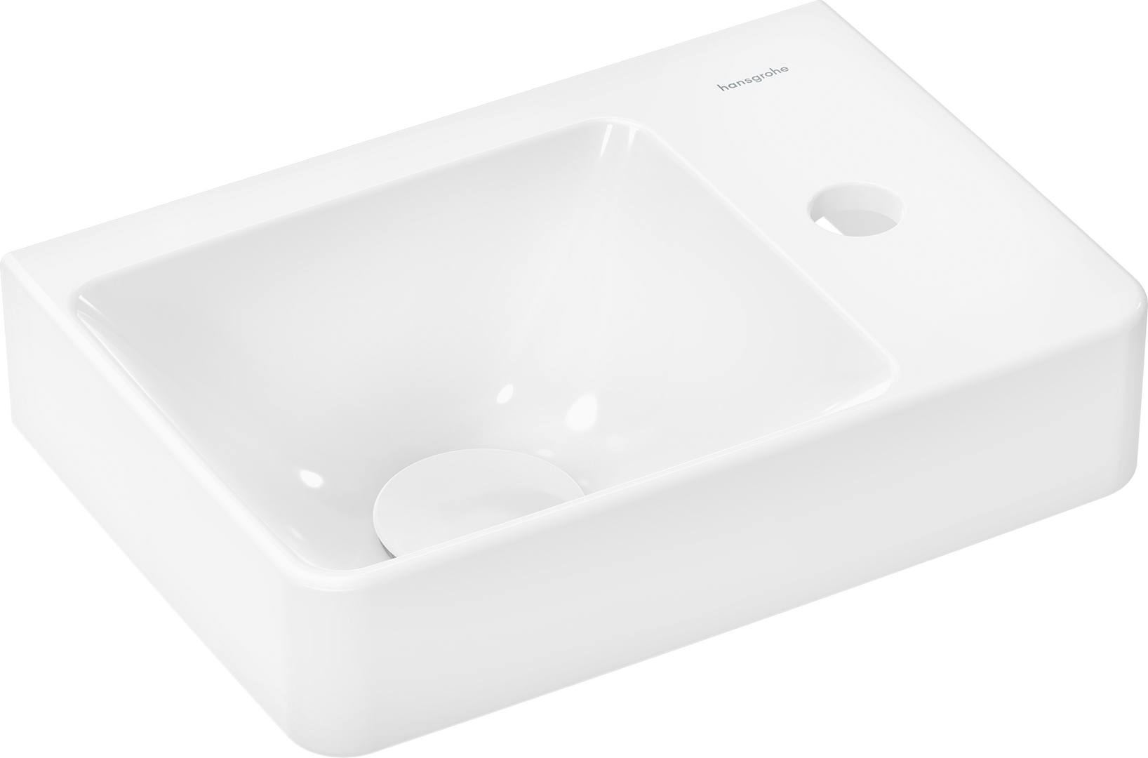 Handrinse basin with shelf right 360/250 with tap hole without overflow