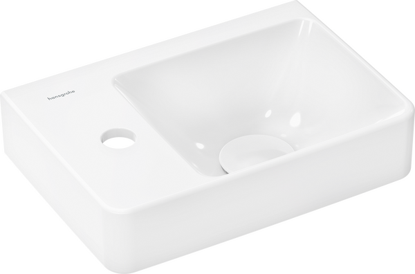 Handwaschbecken mit Ablage links 360/250 mit Hahnloch ohne Überlauf, SmartClean